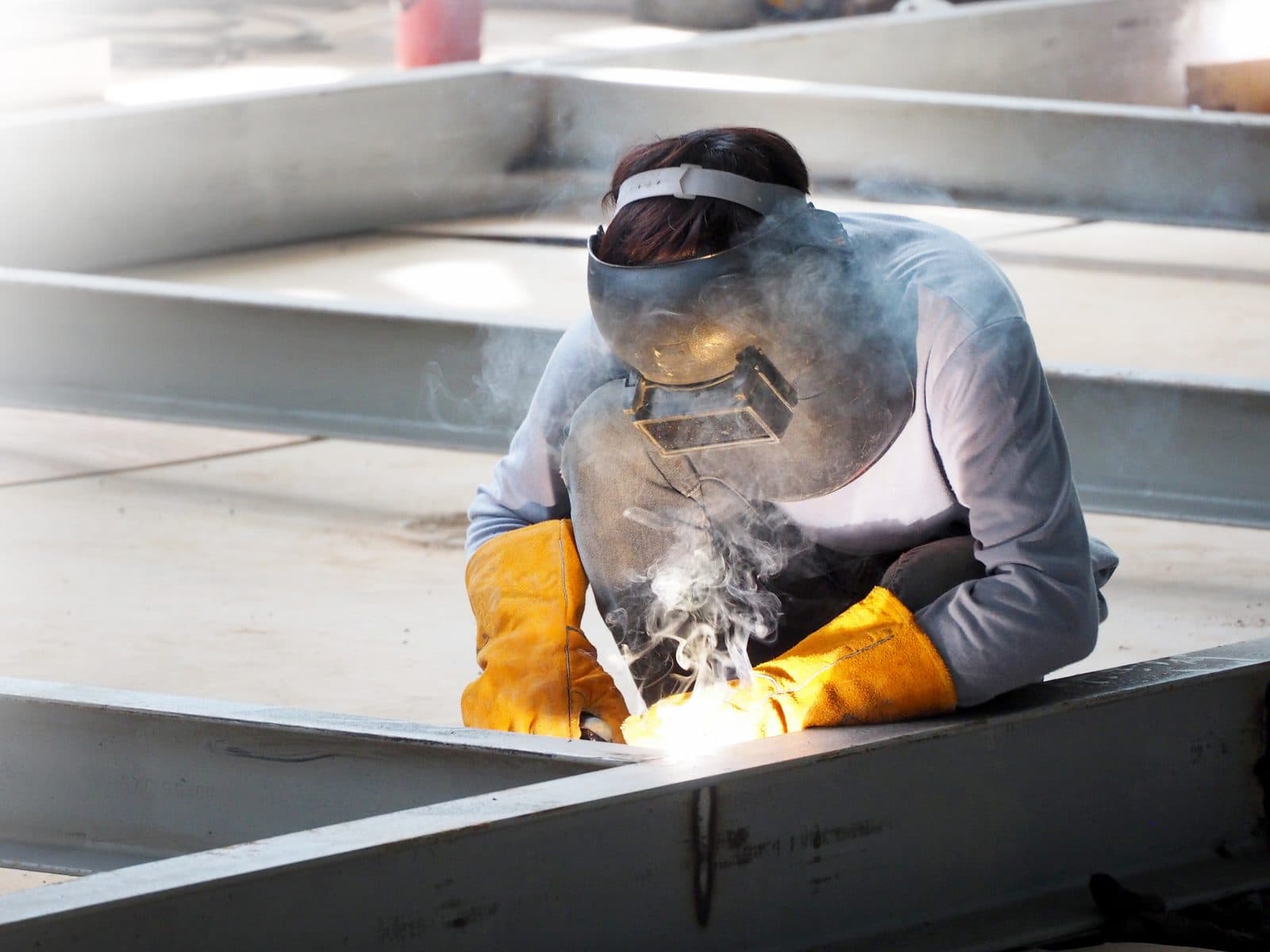 Structural welder on a heavy-civil construction site